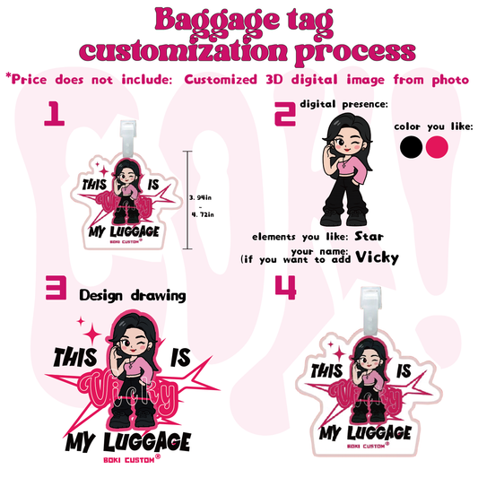 Custom cartoon character luggage tag