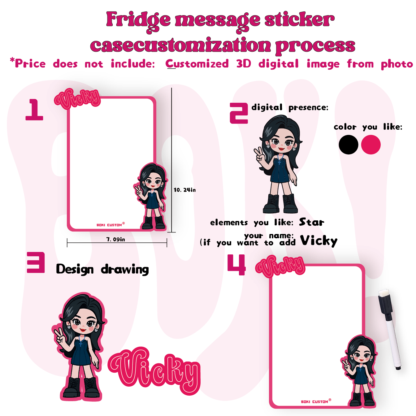 Custom cartoon character fridge message sticker